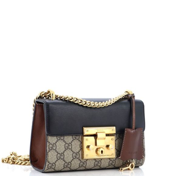 Gucci Padlock Shoulder Bag GG Coated Canvas and Leather Small Black, Brown - Picture 2 of 9